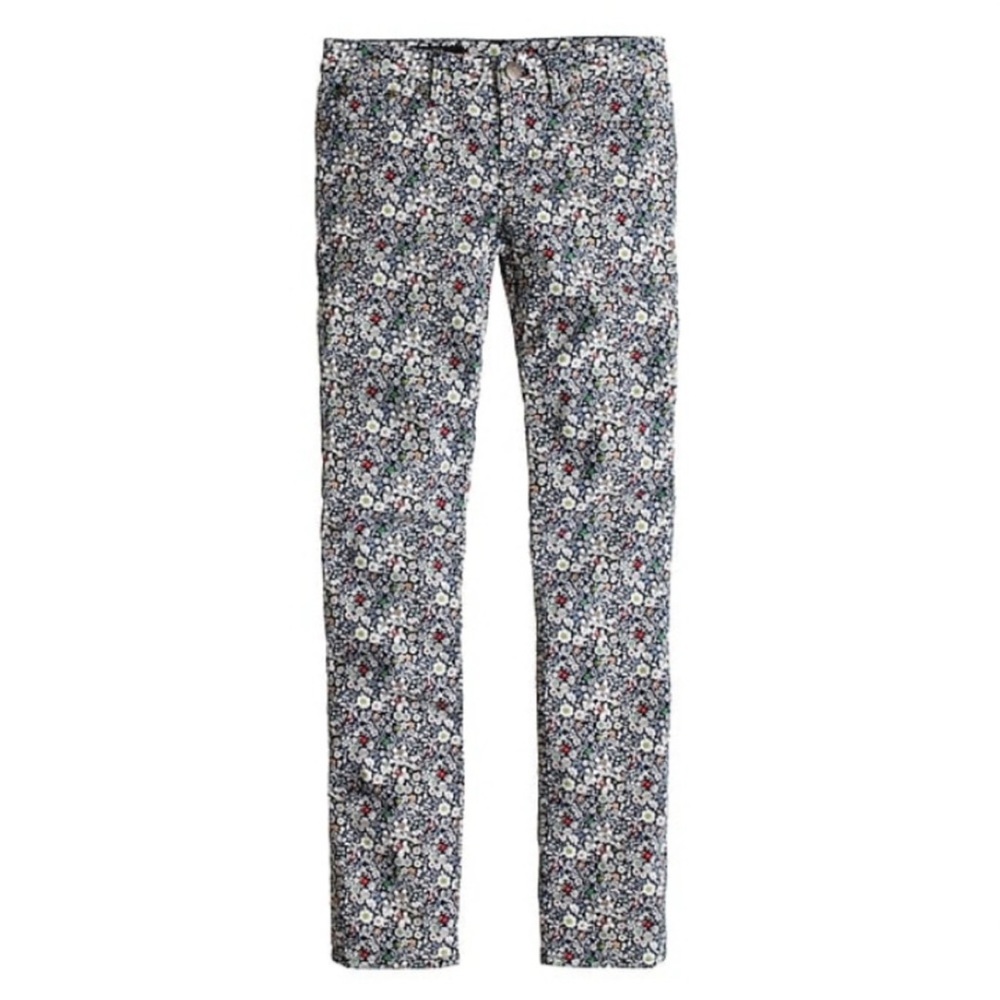 J. Crew June’s Meadow Liberty Blue White Red Floral Print Toothpick Jean Sz 25
